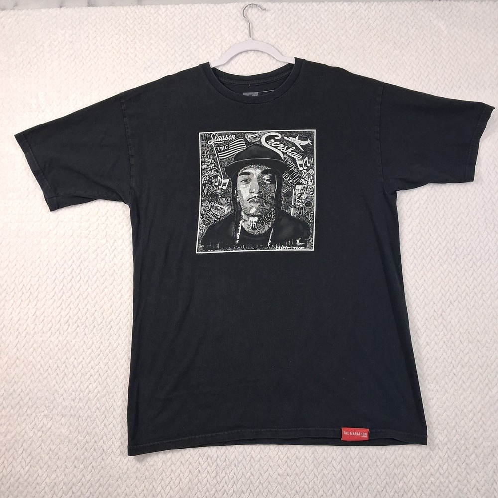The Marathon Clothing Nipsey Hussle Graphic Tee Mens L Faded Black